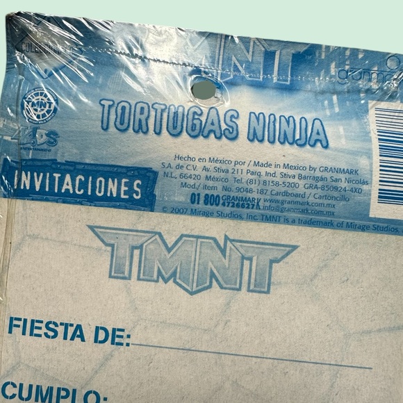 2007  Set Of 6 New In Package Teenage Mutant Ninja Turtle Party Spanish Invites - Picture 6 of 9